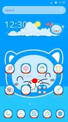 Play Blue Cat Cartoon launcher Theme 