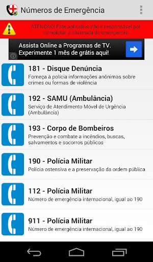 Play APK Brazilian Emergency Numbers  and enjoy Brazilian Emergency Numbers with UptoPlay com.rdr.emergency