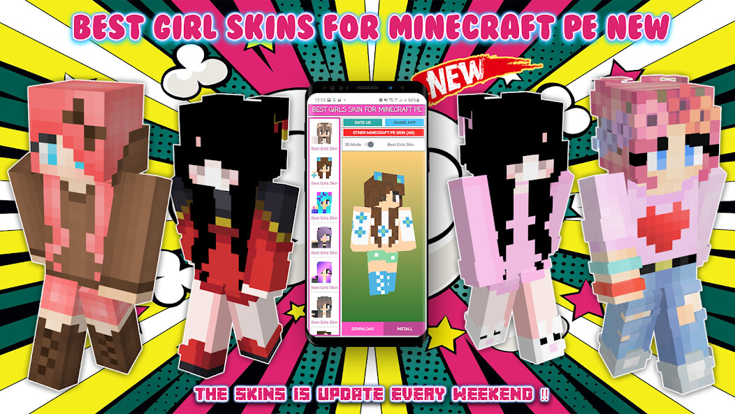 Play Cute Girl Skins for Minecraft 