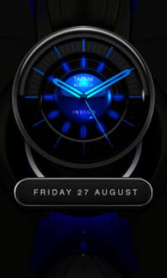 Play INDIGO Designer Clock Widget black blue glow 