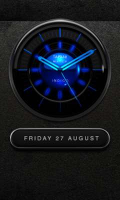 Play INDIGO Designer Clock Widget black blue glow 