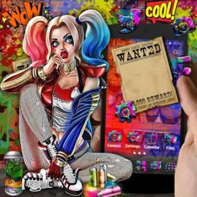 Play Joker Girl Graffiti Launcher Theme Live Wallpapers 