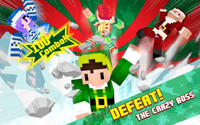 Play Kung Fu Santa Hero Blocks Action Fighting 3D Skins Hitting Games 