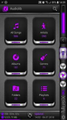 Play MusiX Hi-Fi Purple Skin for music player 