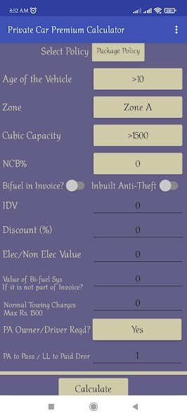 Play NIA Motor Premium Calculator 