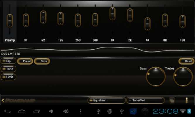 Play Poweramp skin black gold 