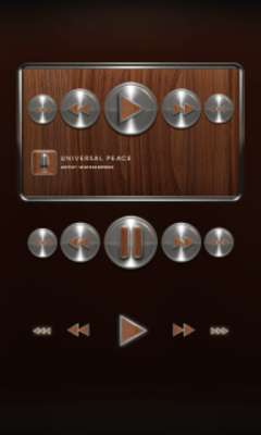 Play Poweramp Widget Brown Wood Met 