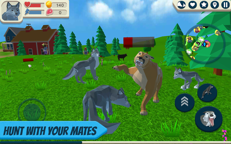 Play APK Wolf Simulator: Wild Animals 3D  and enjoy Wolf Simulator: Wild Animals 3D with UptoPlay com.CyberGoldfinch.WolfSimulator