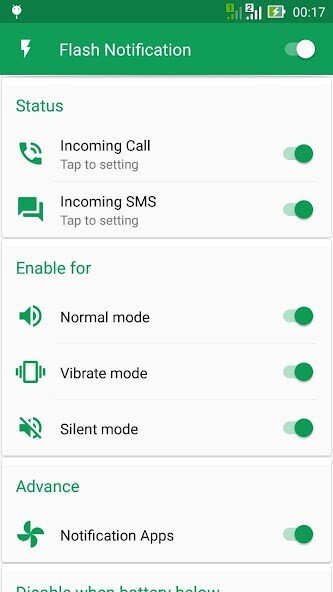 Play Flash Alerts on Call,SMS 