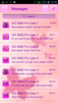 Play GO SMS Pro Pink Butterflies 