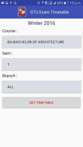 Play APK GTU Exam TimeTable  and enjoy GTU Exam TimeTable with UptoPlay com.gtu.timetable