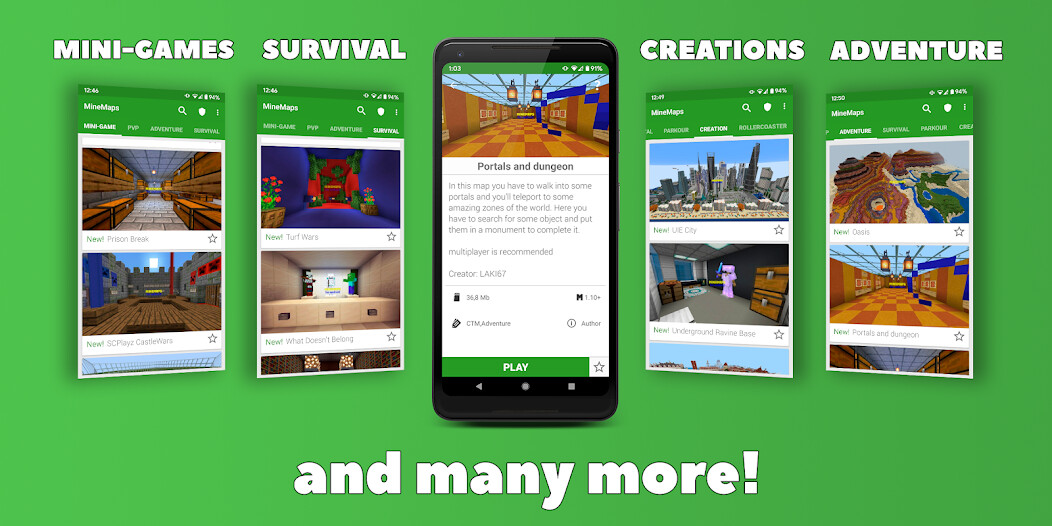 Play APK Maps for Minecraft PE  and enjoy Maps for Minecraft PE with UptoPlay com.craftblockstudio.mapsforminecraftpe