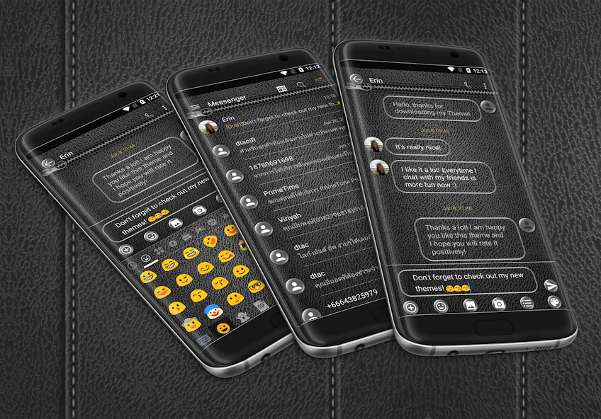 Play APK SMS Messages Leather Black  and enjoy SMS Messages Leather Black with UptoPlay com.kkkeyboard.emoji.keyboard.theme.mLeatherBlack