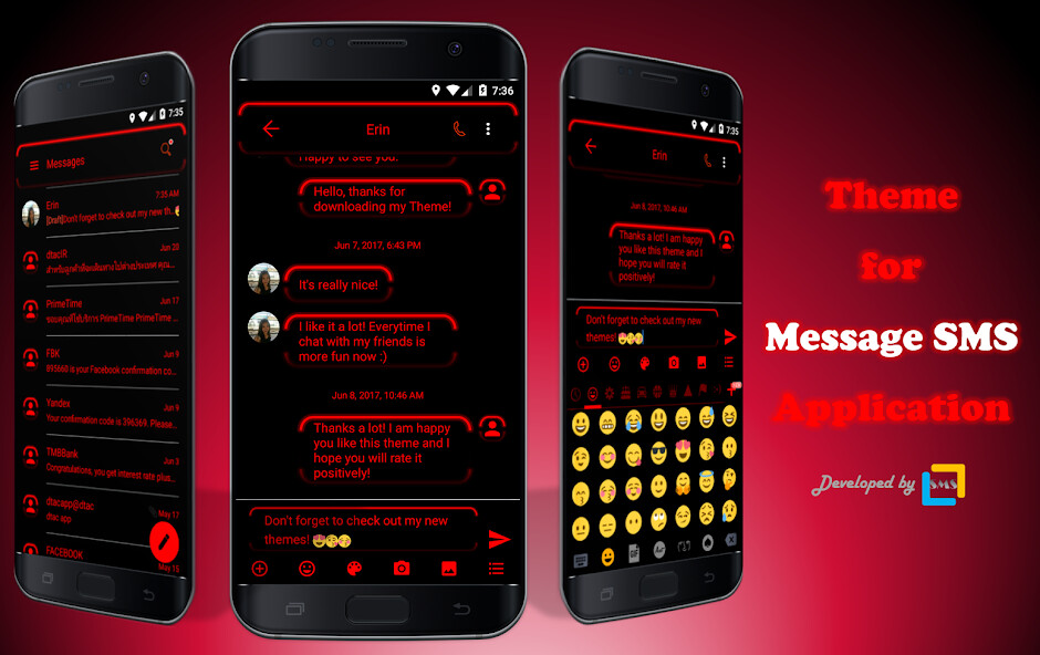 Play SMS Messages Neon Led Red Theme 