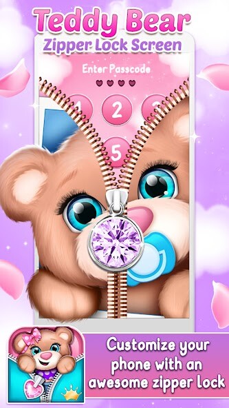 Play Teddy Bear Zipper Lock Screen 