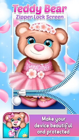 Play Teddy Bear Zipper Lock Screen 