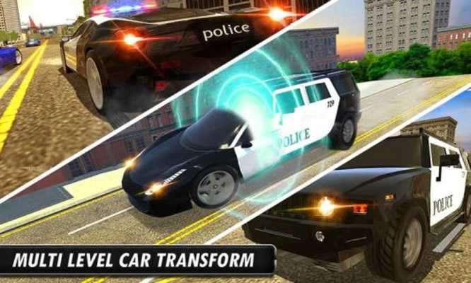 Play US Police Car Driving Crime City Transform Race 3D 