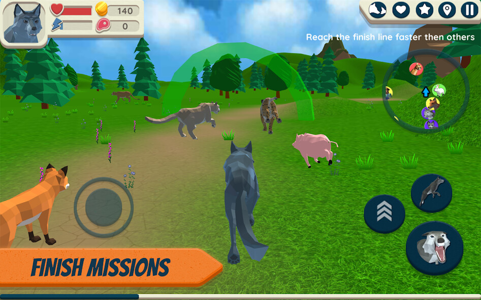 Play APK Wolf Simulator: Wild Animals 3D  and enjoy Wolf Simulator: Wild Animals 3D with UptoPlay com.CyberGoldfinch.WolfSimulator