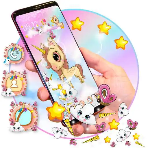 Run free android online 3D Cute Rainbow Unicorn Theme APK