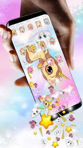 Play APK 3D Cute Rainbow Unicorn Theme  and enjoy 3D Cute Rainbow Unicorn Theme with UptoPlay com.launcher.theme3d.t600003015