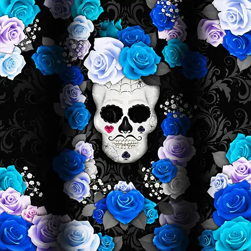 Play 4K Wallpaper HD - Glitter Skull With Blue Rose APK