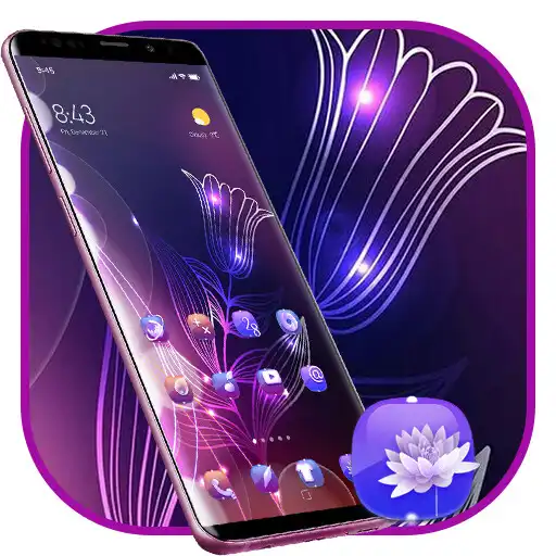 Play Abstract Neon Shiny Purple Flower stylish Theme APK