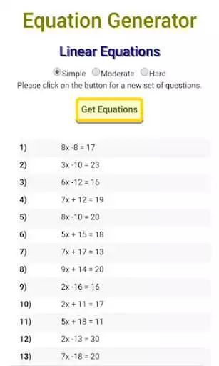 Play APK Algebra - Equation Generator  and enjoy Algebra - Equation Generator with UptoPlay vivax.equationGenerator