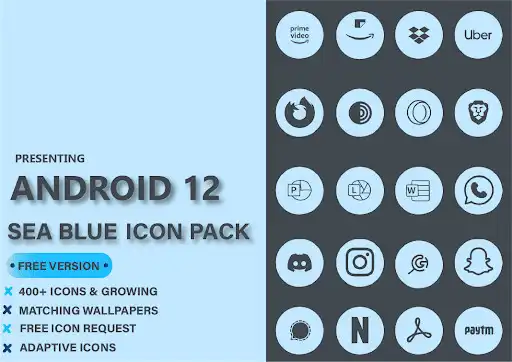 Play Android 12 Sea Blue Icon Pack  and enjoy Android 12 Sea Blue Icon Pack with UptoPlay