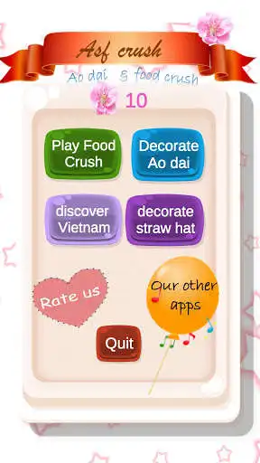 Play AsfCrush: Ao dai, Straw hat designs & Food Crush  and enjoy AsfCrush: Ao dai, Straw hat designs & Food Crush with UptoPlay