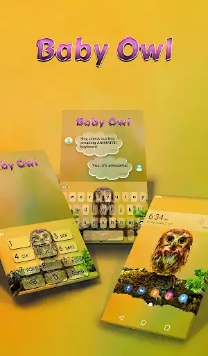 Play Baby Owl Animated Keyboard + Live Wallpaper