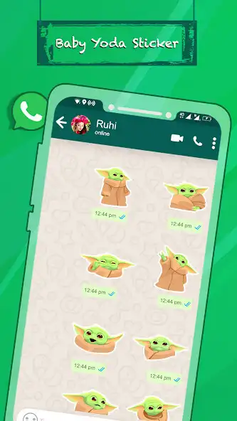 Play Baby Yoda Animated WAStickers as an online game Baby Yoda Animated WAStickers with UptoPlay