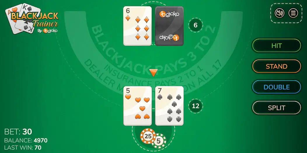 Play Blackjack trainer by Bojoko  and enjoy Blackjack trainer by Bojoko with UptoPlay