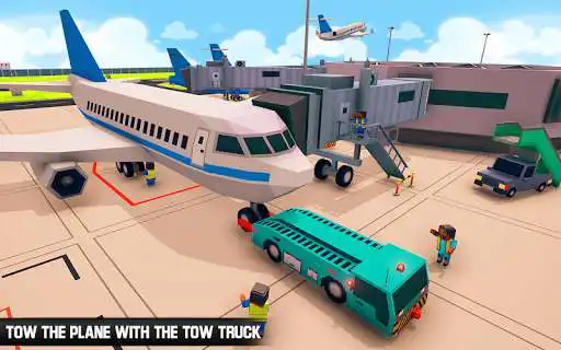 Play Blocky Airport Ground Staff Flight Simulator Game