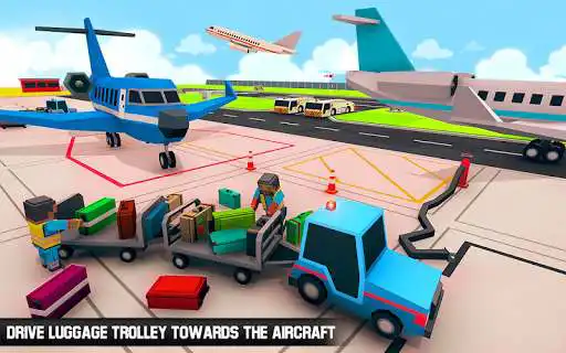 Play Blocky Airport Ground Staff Flight Simulator Game