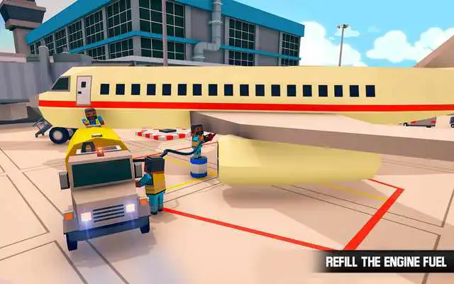 Play Blocky Airport Ground Staff Flight Simulator Game