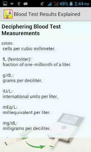 Play APK Blood Test Results Explained  and enjoy Blood Test Results Explained with UptoPlay com.friskyapps.bloodtestresult