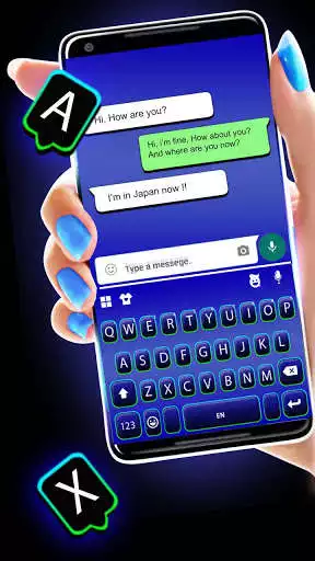 Play Blue Neon Chat Keyboard Background as an online game Blue Neon Chat Keyboard Background with UptoPlay