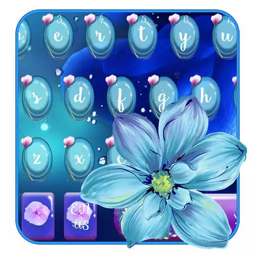 Free play online Blue neon flower keyboard  APK