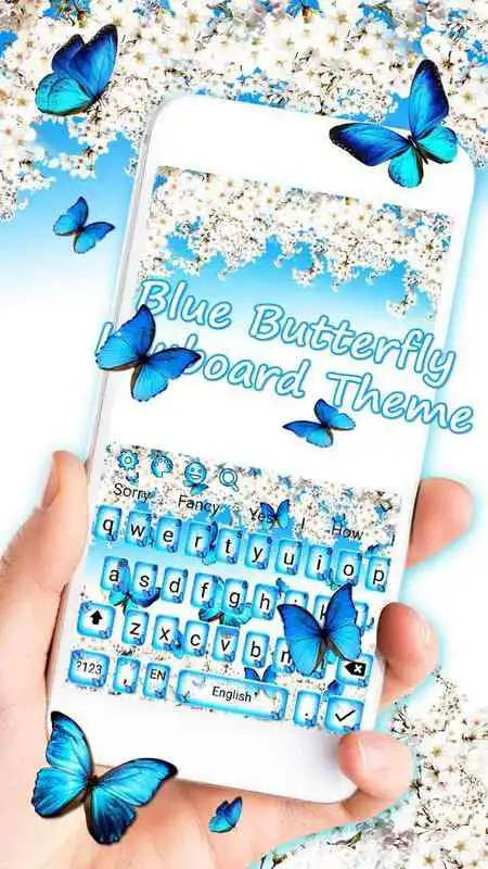 Play Blue Spring Butterfly Keyboard theme