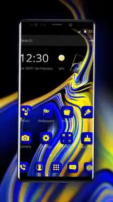 Play Blue Yellow Liquid Theme for Galaxy Note 9