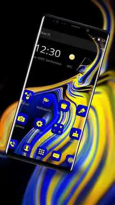 Play Blue Yellow Liquid Theme for Galaxy Note 9