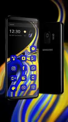 Play Blue Yellow Liquid Theme for Galaxy Note 9