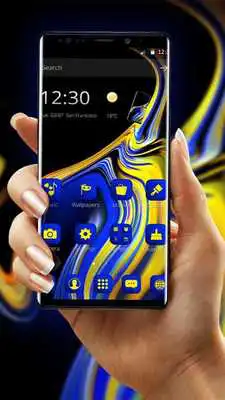 Play Blue Yellow Liquid Theme for Galaxy Note 9