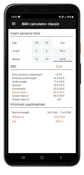 Play BMI calculator classic as an online game BMI calculator classic with UptoPlay