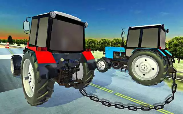 Play Chained Cars Driving : Tractor Farming Simulator