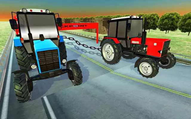 Play Chained Cars Driving : Tractor Farming Simulator