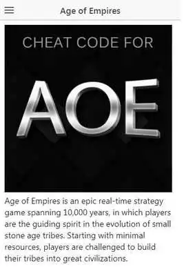 Play Cheat code for Age of Empires