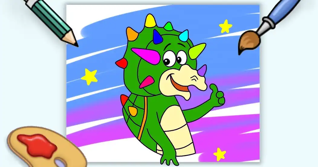 Play Coloring games 4 kids-Dino Fun as an online game Coloring games 4 kids-Dino Fun with UptoPlay