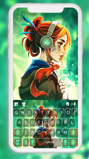 Play Cool Girl Green Keyboard Background  and enjoy Cool Girl Green Keyboard Background with UptoPlay