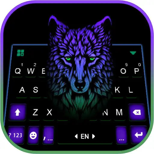 Play Cool Neon Blue Wolf Keyboard Background APK